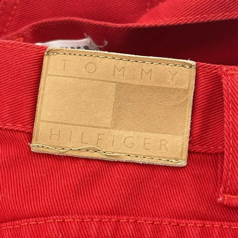 Tommy Hilfiger Jeans Y2K Red Straight Leg Logo Patch High Rise Womens Size 12